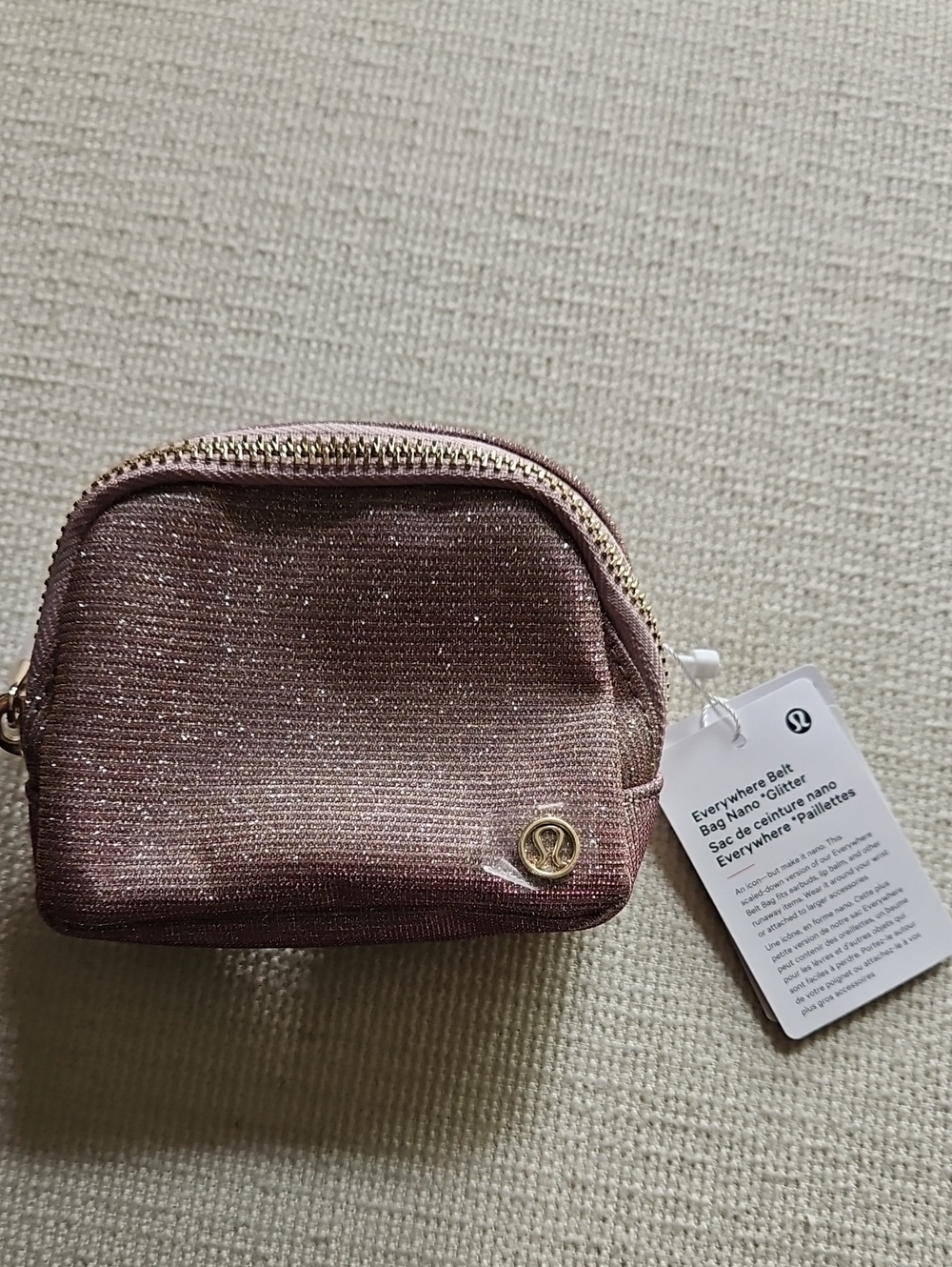 lululemon athletica Rose Gold Glitter Mini Pouch Belt Bag